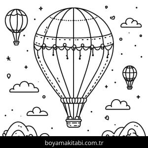 Sıcak Hava Balonu boyama sayfası – okul öncesi, evde etkinlik