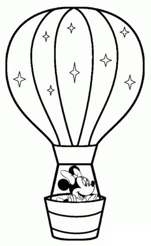 Sıcak Hava Balonu boyama sayfası,  coloring page, Sıcak Hava Balonunda Minnie Mouse, 