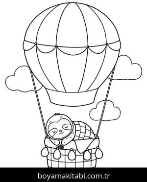 Sıcak Hava Balonu boyama sayfası – basit çizim, kolay boyama