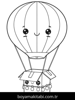 Sıcak Hava Balonu boyama sayfası – sevimli karakter, sanatsal çalışma