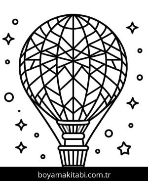 Sıcak Hava Balonu boyama sayfası – boyama çalışması, yaratıcılığı geliştirir