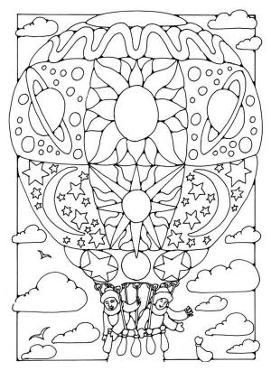 Sıcak Hava Balonu boyama sayfası,  coloring page, Sıcak Hava Balonunda İki Halk, 