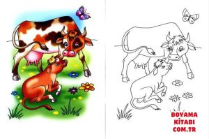 Sığır boyama sayfası, Cattle coloring page, , cattle baby cow and mother 