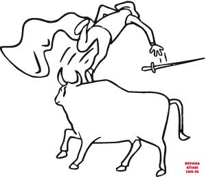 Sığır boyama sayfası, Cattle coloring page, , cattle bullfighter runs away 