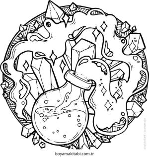 Sihirli İksir boyama sayfası – ücretsiz yazdır, boyama etkinliği