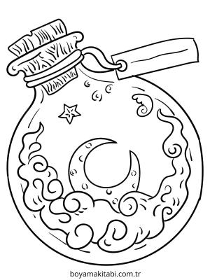 Sihirli İksir boyama sayfası – kolay boyama, eğitici aktivite