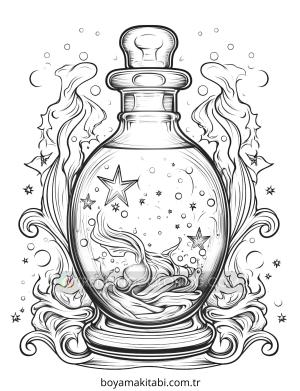 Sihirli İksir boyama sayfası – keyifli zaman, renkli çizimler