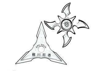 Silah boyama sayfası,  coloring page, Iki Shuriken, 