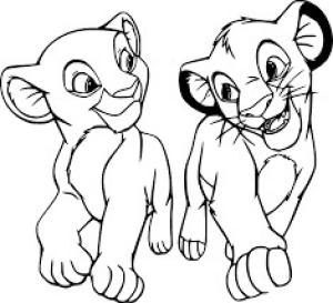 Simba boyama sayfası,  coloring page, Genç Nala ve Simba Yürüyüş, 