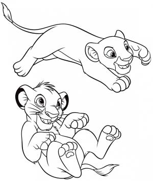 Simba boyama sayfası,  coloring page, Aslan Kral Nala ve Simba, 