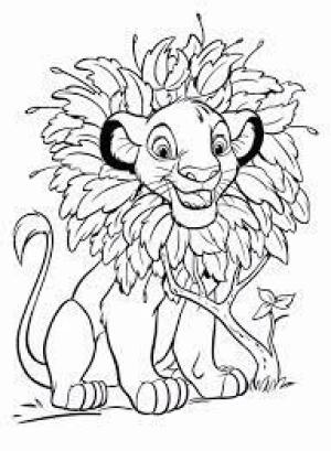 Simba boyama sayfası,  coloring page, Simba ve çiçek, 