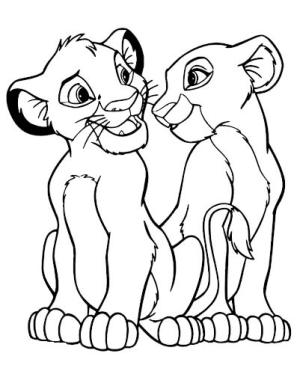 Simba boyama sayfası,  coloring page, Simba çift ve Kız Arkadaşı, 