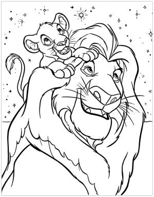 Simba boyama sayfası,  coloring page, Mufasa, oğlu Simba Ile, 