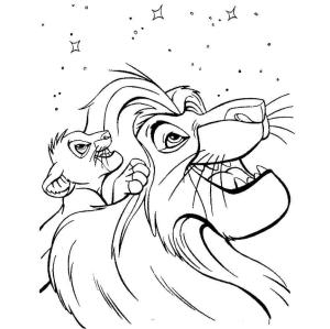 Simba boyama sayfası,  coloring page, Mufasa ve Simba Yıldızlara Bakıyor, 