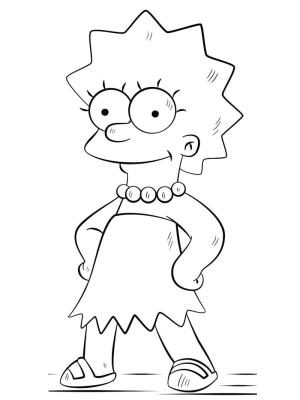 Simpsonlar boyama sayfası,  coloring page, Mutlu Lisa Simpson’ı çizin, 