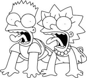 Simpsonlar boyama sayfası,  coloring page, Dos Hermanos Simpson Divirtiéndose, 