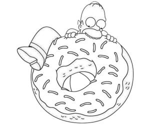 Simpsonlar boyama sayfası,  coloring page, Homer Simpson ve Dev Donut’ı çizin, 