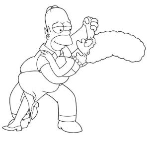 Simpsonlar boyama sayfası,  coloring page, Homer ve Marge’ı çiz, 