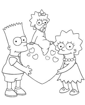 Simpsonlar boyama sayfası,  coloring page, Bart, Maggie ve Lisa Simpson’ı çizin, 