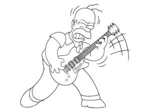 Simpsonlar boyama sayfası,  coloring page, Hommer Tocando La Guitarra, 