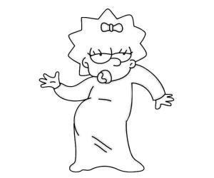 Simpsonlar boyama sayfası,  coloring page, Komik Maggie Simpson’ı çiz, 