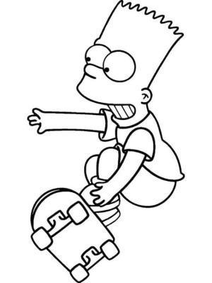 Simpsonlar boyama sayfası,  coloring page, Bart Simpson Kaykayını Çiz, 