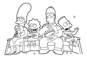 Simpsonlar boyama sayfası,  coloring page, Familia Simpsons Viendo La Pelicula, 