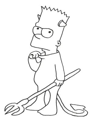 Simpsonlar boyama sayfası,  coloring page, Şeytan Bart Simpson’ı çiz, 