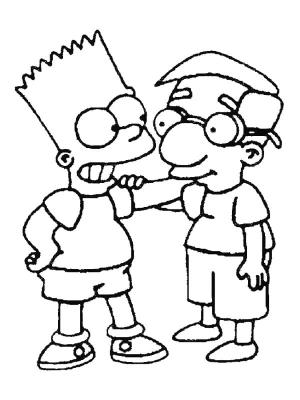 Simpsonlar boyama sayfası,  coloring page, Bart Simpson ve Milhouse Van Houten’ı çizin, 