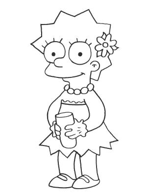 Simpsonlar boyama sayfası,  coloring page, Sevimli Lisa Simpson’ı çiz, 