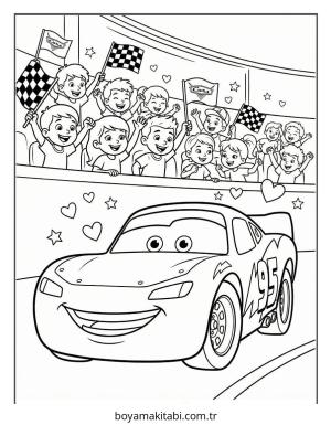 Şimşek McQueen boyama sayfası – çocuk aktivitesi, PDF indir