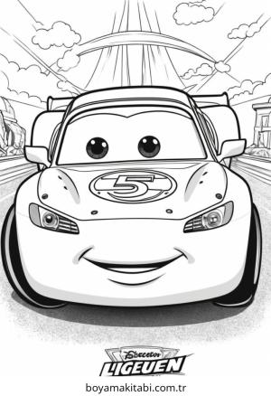 Şimşek McQueen boyama sayfası – basit çizim, kolay boyama