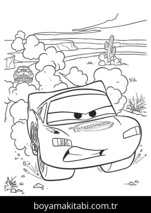 Şimşek McQueen boyama sayfası – el becerilerini geliştirir, boyama çalışması