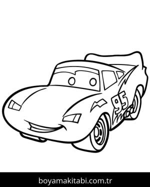 Şimşek McQueen boyama sayfası – basit çizim, kolay boyama