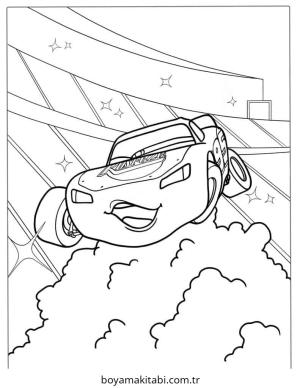 Şimşek McQueen boyama sayfası – keyifli zaman, renkli çizimler