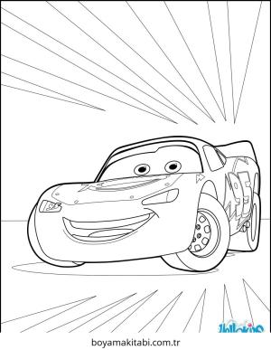 Şimşek McQueen boyama sayfası – basit çizim, kolay boyama