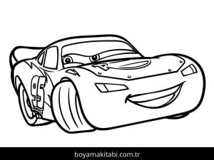Şimşek McQueen boyama sayfası – çizgi film temalı, basit çizim