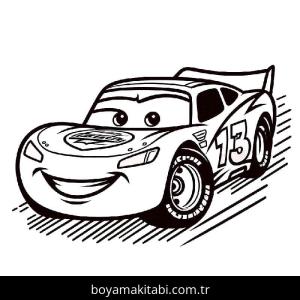 Şimşek McQueen boyama sayfası – kolay boyama, eğitici aktivite