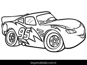 Şimşek McQueen boyama sayfası – kolay boyama, eğitici aktivite