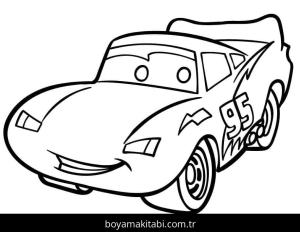 Şimşek McQueen boyama sayfası – basit çizim, kolay boyama