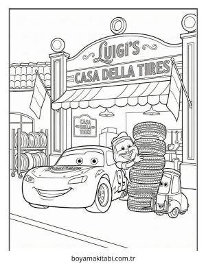 Şimşek McQueen boyama sayfası – sanatsal çalışma, çocuklar için