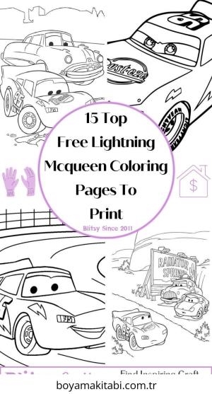 Şimşek McQueen boyama sayfası – çocuklar için, çizgi film temalı