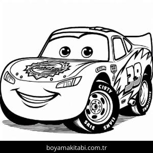 Şimşek McQueen boyama sayfası – sevimli karakter, sanatsal çalışma