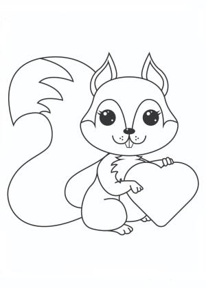 Sincap boyama sayfası, Squirrels coloring page, Kalpli Sincap, 