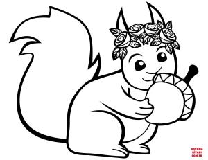 Sincap boyama sayfası, Squirrels coloring page, , squirrels cute squirrel with an acorn 