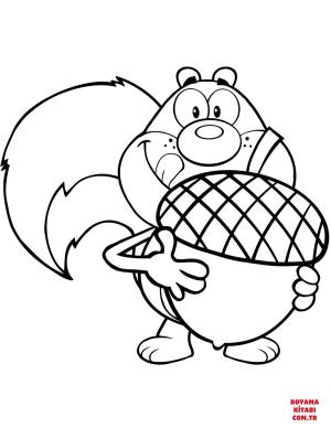 Sincap boyama sayfası, Squirrels coloring page, , squirrels cartoon squirrel holding a big acorn 