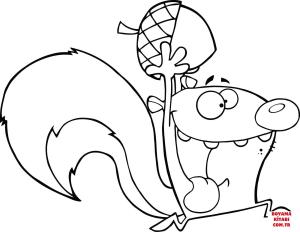 Sincap boyama sayfası, Squirrels coloring page, , squirrels crazy cartoon squirrel running with acorn 