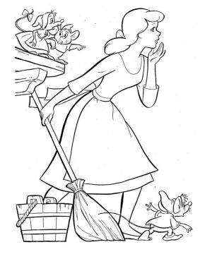 Sindirella boyama sayfası,  coloring page, Sindirella Süpürge Tutmak, 