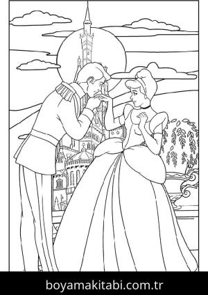 Sindirella boyama sayfası – basit çizim, kolay boyama