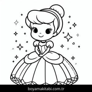 Sindirella boyama sayfası – çizgi film temalı, basit çizim